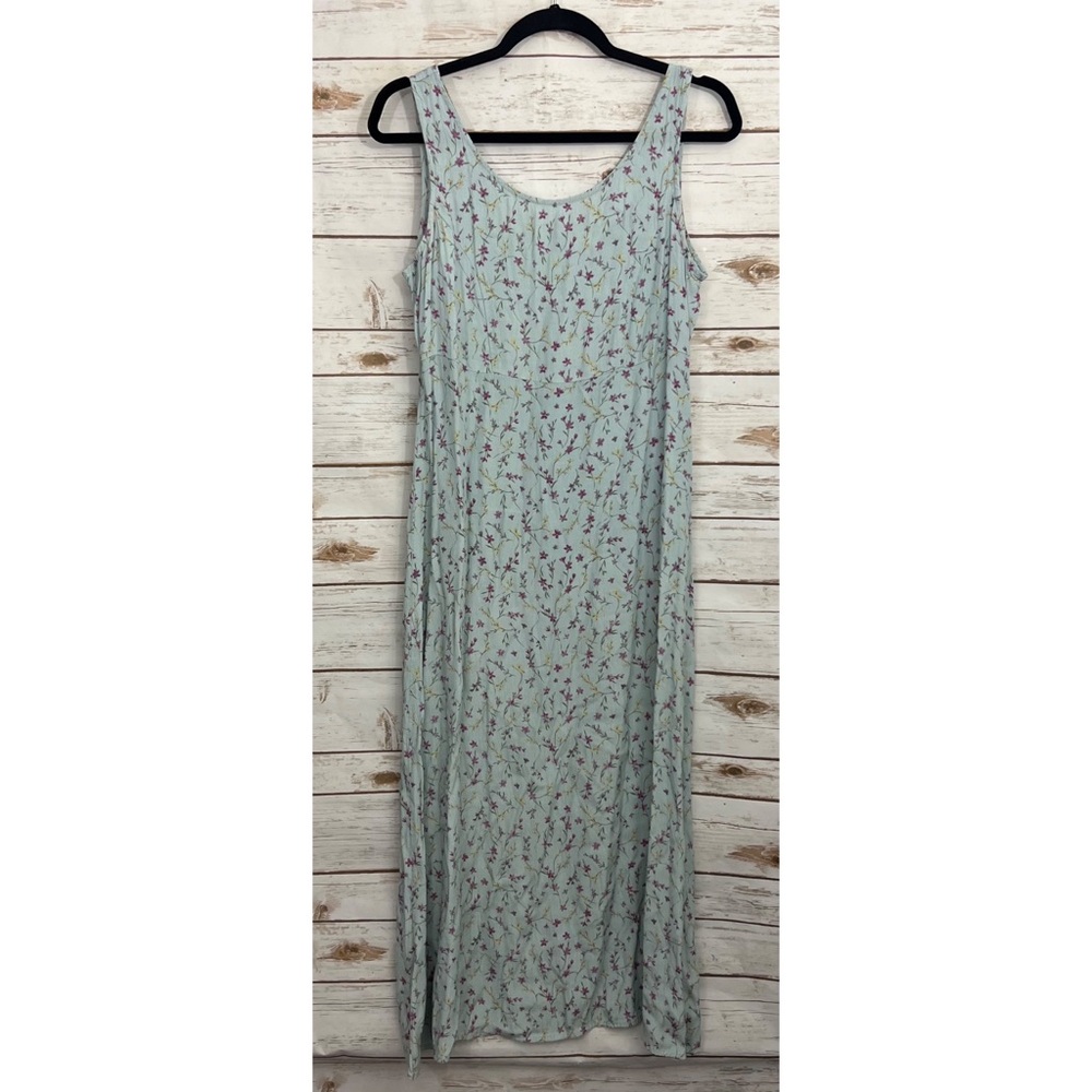 Vintage Christopher and Banks Blue Ditsy Micro Floral Tank Maxi Dress Y2K 90s